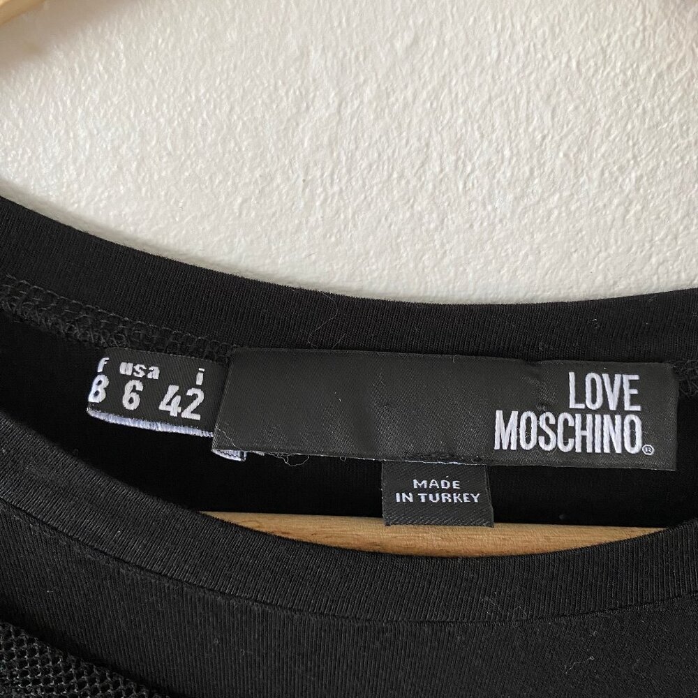 Love Moschino Y2K | Black LOVE Logo Mesh Club T-Shirt Dress | Size 6 - Picture 7 of 11